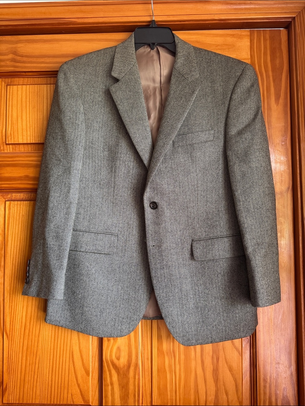 Men’s 40S Lauren Ralph Lauren Black and Cream Herringbone Lambs’ Wool Sport Coat